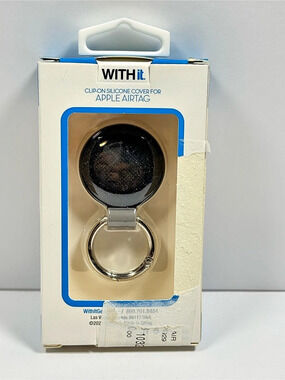 WITHit Clip-On Silicone Cover for Apple AirTag Black & Gray NWT